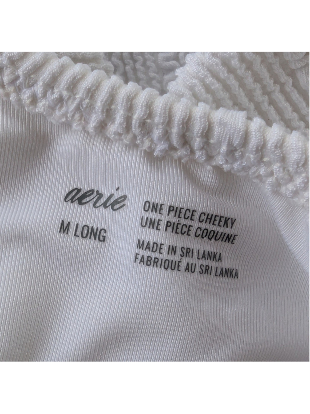 Aerie One Piece Cheeky Textured White Swimsuit Sz M Long - Picture 4 of 7